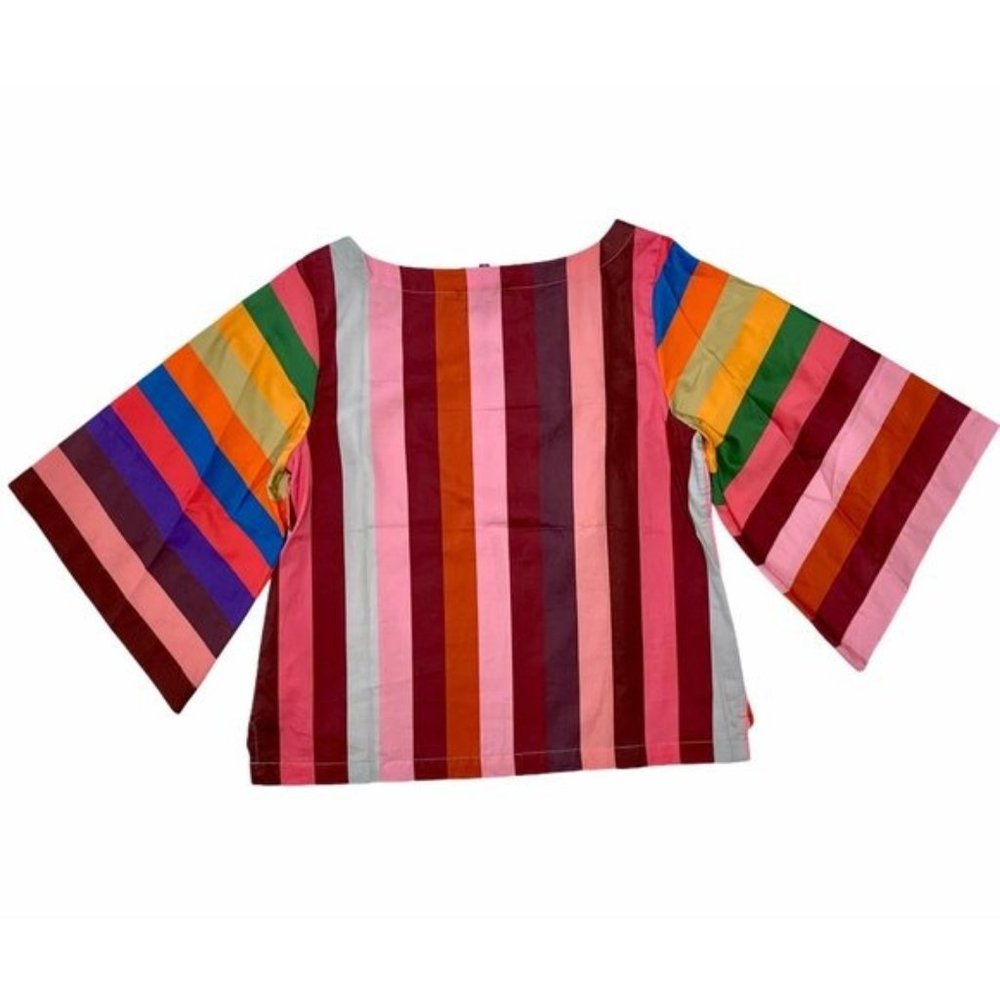 NWT Anthropologie Striped Rainbow Crop Top - Picture 8 of 11